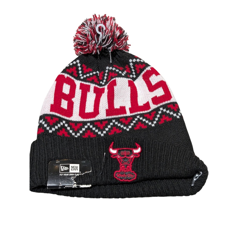 New‎ Era Beanie Mens OSFA Black Chicago Bulls HWC Biggest Ugly Pom Knit Hat